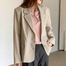 로렌하이 여성용 체이드 린넨 싱글 숏 자켓