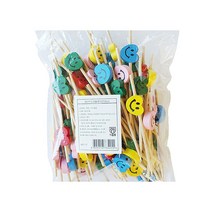 이홈베이킹 대나무 하트 스마일픽 12cm, 1개, 100개입