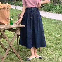 아이엠몽 여성용 데님 플레어 데랑 스커트