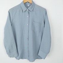 빼빼 여성용 원포켓 카라넥 린넨 셔츠