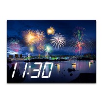 홈마인 캔버스 프린팅 액자 시리즈 불꽃놀이 LED 시계 A3, 09