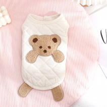 파스텔펫 반려동물 퀼팅 베어 조끼, 아이보리