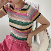 슈가펀 여성용 우프 컬러풀 니트 티셔츠