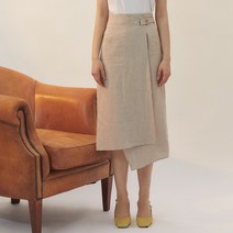 시티브리즈 여성용 BREEZE Check Linen Wrap Skirt