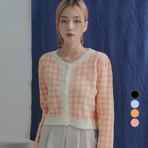 어썸어라운드 여성용 파스텔 체크 니트 가디건