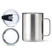 캐리보틀 스탠다드 스테인레스 머그 텀블러 + 뚜껑 + 플립빨대뚜껑, 스틸, 360ml
