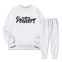 코지레이먼트 남성용 푸아티에 레터링 로고 기모 맨투맨 조거트레이닝 팬츠 세트