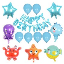 마켓감성 오션월드 생일풍선세트, 1세트, 타입2