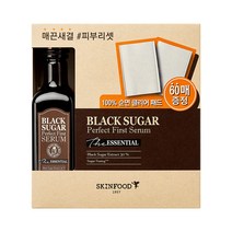 스킨푸드 블랙슈가 퍼펙트 첫세럼 더 에센셜 120ml + 면 클리어 패드 60p 세트, 1세트