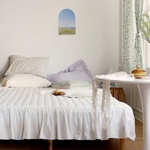 쁘리엘르 디퓨 순면 프릴 누비 방수패드, 화이트