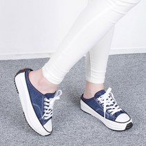 코나블루 여성 뮬 스니커즈 캔버스 슬리퍼 4cm DT1001