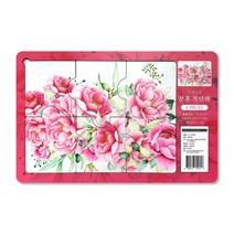 퍼즐갤러리 목재 시니어 판 직소퍼즐, 6피스, 부귀길상 분홍 목단화