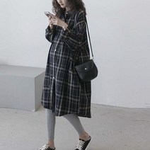 임부복 롱 체크 셔츠 원피스 + 레깅스