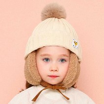 몰리멜리 아동용 보송 보송 왕방울 귀도리 모자