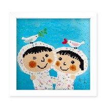 케이엠엘리 임선경 5D 사랑의 메시지 원형 보석 십자수 DIY 키트 + 액자 세트 25 x 25 cm, 04 숲을 만드는 허그, 1세트