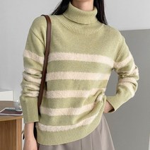 오오엘 여성용 램스울 단가라 솜털 터틀넥 니트