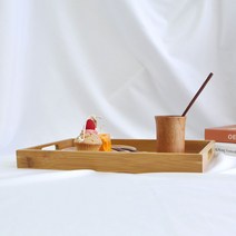 네츄럴 사각 손잡이 우드 트레이