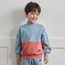 팬콧키즈 아동용 팝아이즈 컬러블럭 반목 오버핏 맨투맨