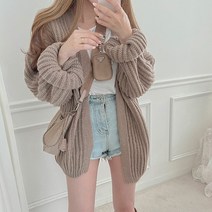 슈가펀 여성용 데일리 루즈핏 니트 볼레로 가디건