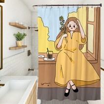 페어링 북유럽풍2 욕실 샤워 커튼 YL303 120 x 180 cm, 1개