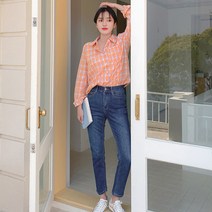 로미스토리 빅사이즈 히든밴딩 스키니핏 데님 팬츠