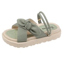 여성용 소프트 코르덴 리본 샌들 슬리퍼