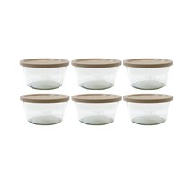WECK 기본형 유리몸체 6p + PE 뚜껑 베이지 6p 세트 No.740, 290ml