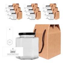 육각 꿀병 730g + 블랙캡 랜덤발송 + 심플 꿀벌화분 S 스티커 + 봉인 + 박스 세트, 10세트