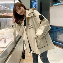 겟잇블루 여성용 패션 캐주얼 박시 후드 임부복 트렌치 코트