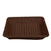 등나무 라탄 디스플레이 직사각 트레이 40 x 30 x 8 cm, 다크브라운, 1개