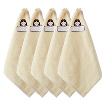 프롬코튼 30수 순면 공주프린팅 고리수건, 5개, 옐로우 백설공주