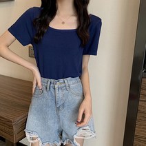 레몬소울 여성용 쏘 스퀘어 반팔 티셔츠