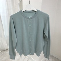 여성용 소프트 캐시미어 라운드넥 니트 가디건