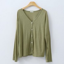 엔비룩 여성용 큐디 린넨 브이넥 가디건