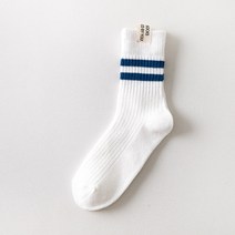 남성용 스트라이프 스포츠양말 2족, 화이트블루줄(AA1213-5)