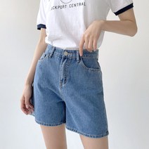 플랜데이 여성용 심플 베이직 3부 청반바지