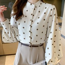 루나걸 렌나 도트 헨리넥 블라우스