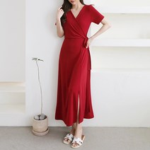 아이엠수 랑데뷰 반팔 랩 원피스