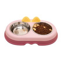 반려동물 애니멀 배색 식기, 핑크, 1개