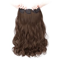 뿌이뿌이가발 붙임머리 부분 웨이브 피스가발 60cm, 밀크브라운, 3개