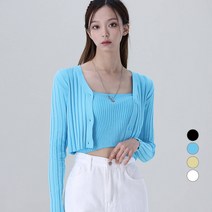 어썸어라운드 여성용 비비드 골지 나시 가디건 세트