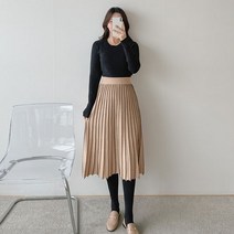 로미스토리 플리츠 배색 A라인 스커트