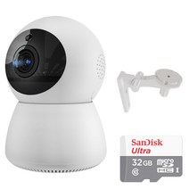 펭카 미캠 FULL HD 200만화소 홈CCTV IP네트워크 회전형 + SD 메모리 카드 32GB + 벽부형 브라켓, PD204
