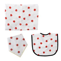 꿈꾸는두부 유아용 거즈 블랭킷 + 턱받이 + 스카프빕 세트, 볼빨간사과