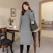 로미스토리 비스코스 폴라넥 니트 롱 원피스