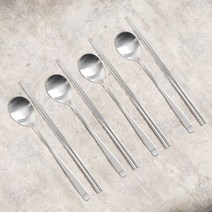 윌리브 304스텐 셀라 수저 4인세트 무광, 실버, 숟가락 4p + 젓가락 4p