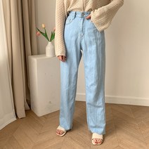 여성용 안히수 배기핏 롱 데님팬츠 PT6584K0C