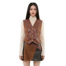 큐리티 여성용 C MIXED LEATHER VEST