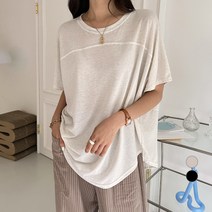 세컨그라운드 여성용 린넨 루즈핏 가오리 티셔츠