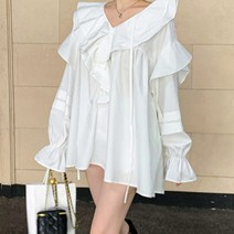 슈가펀 카리닝 프릴 리본 퍼프 미니 원피스